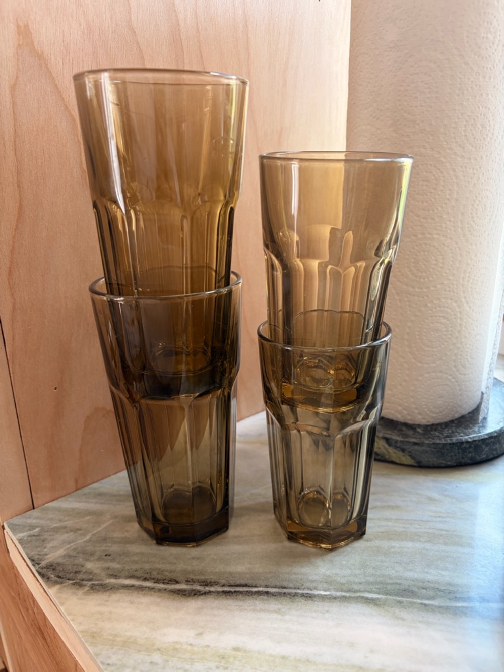 Zara Set of 4 Amber Tinted Drinking Glasses